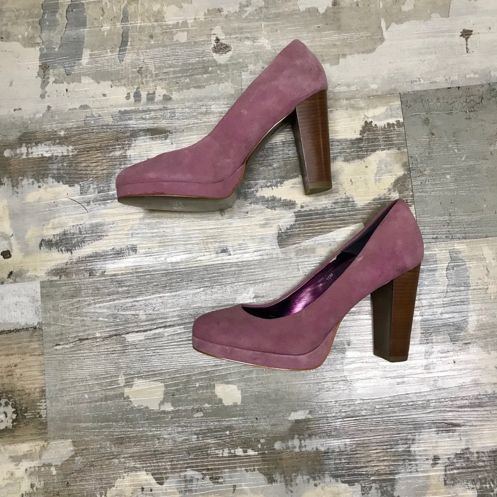Purple suede heels